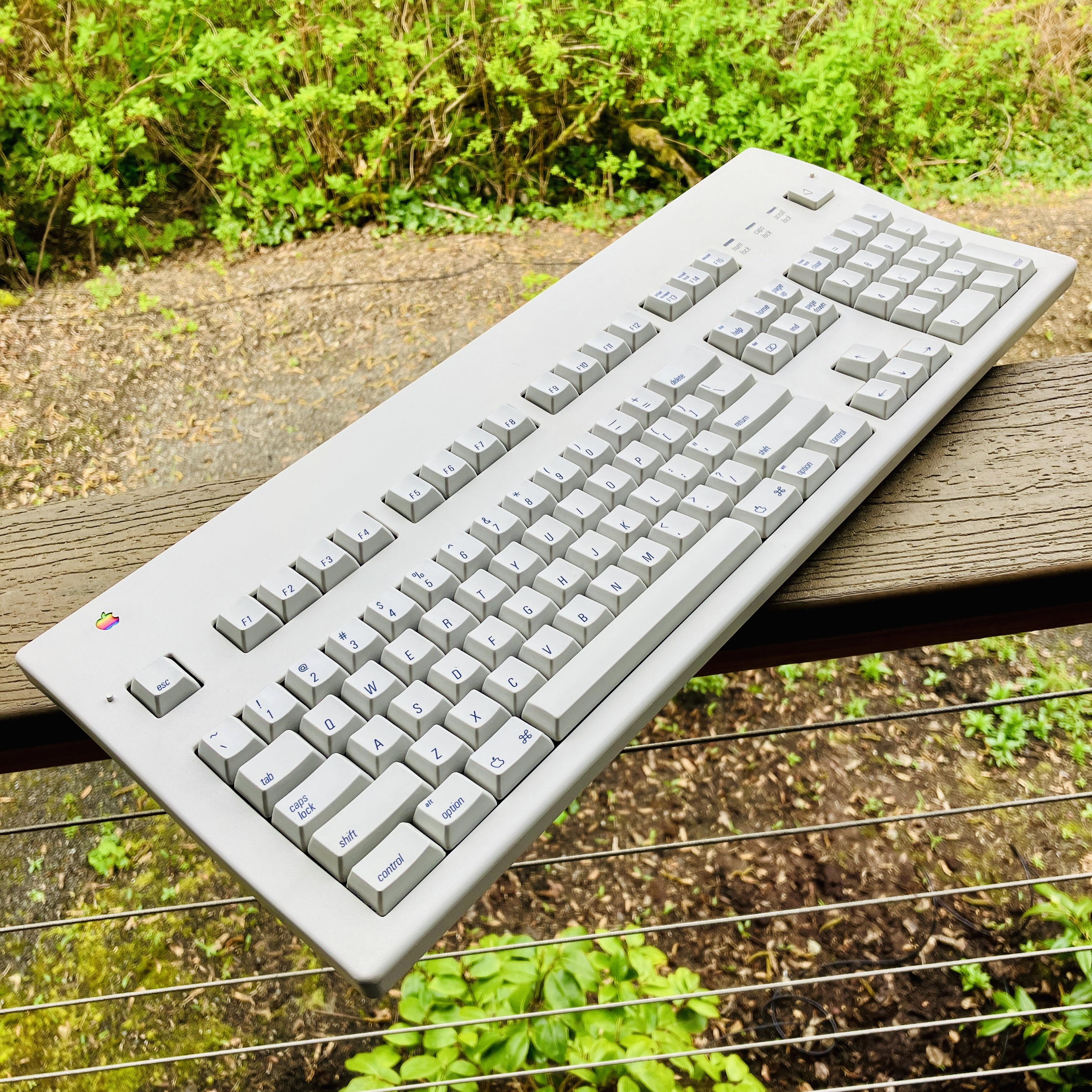 Apple AEKII keyboard on balcony