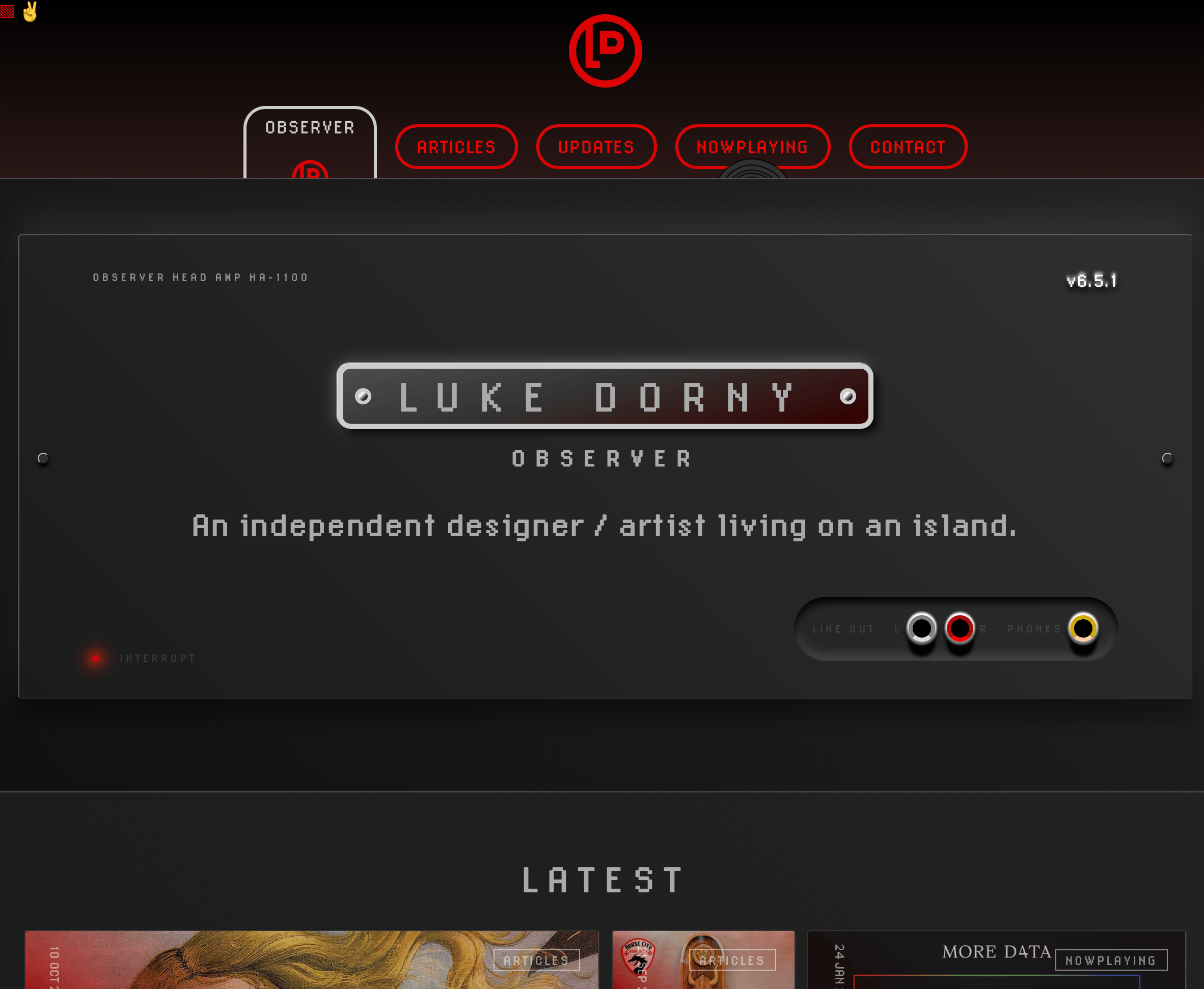homepage design for lukedorny.com v6