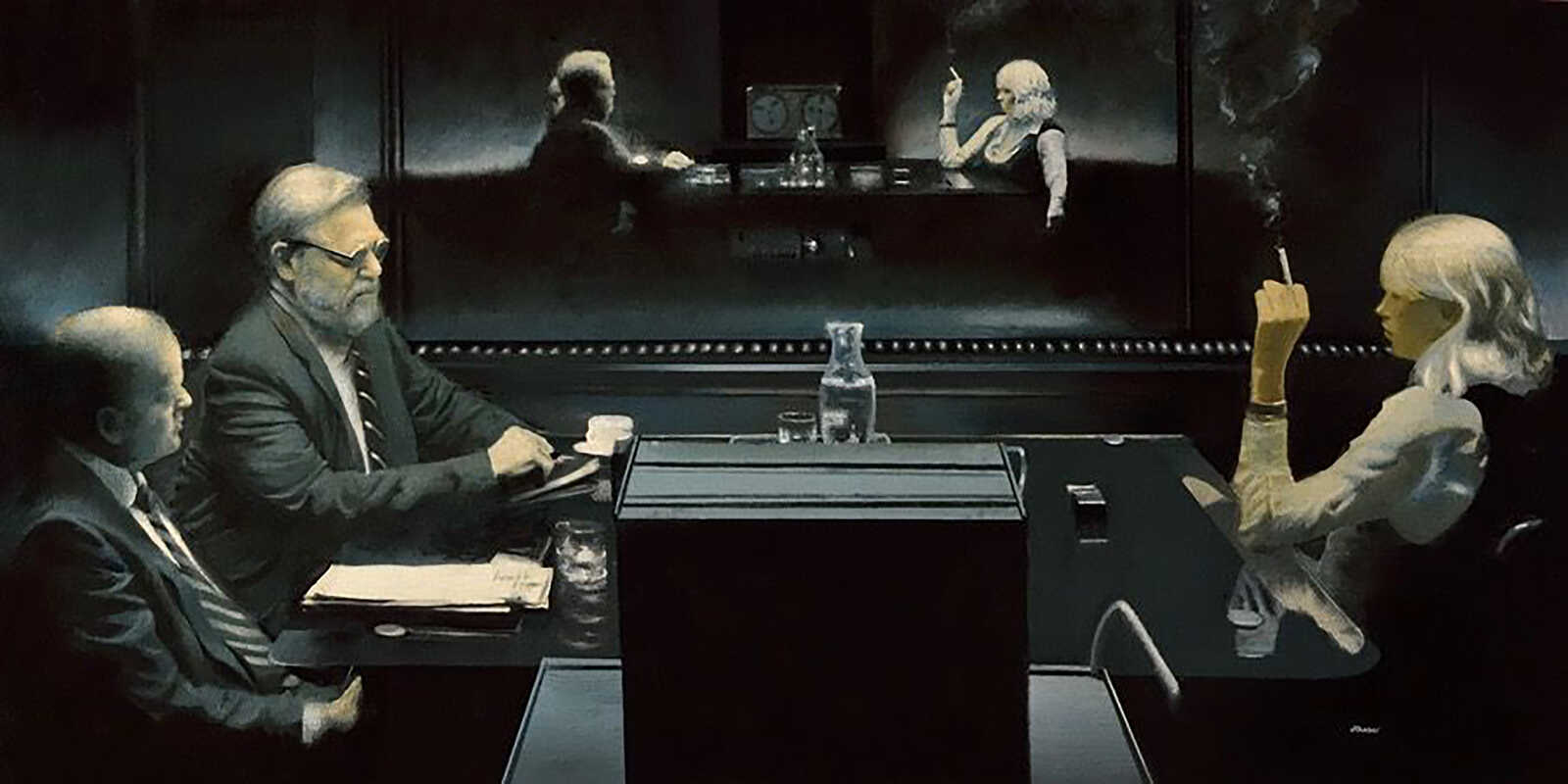 Oil painting by Ron Lesser for Atomic Blonde scene