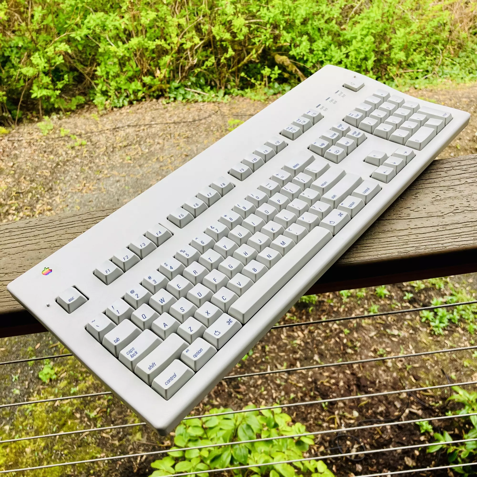 Apple AEKII keyboard on balcony