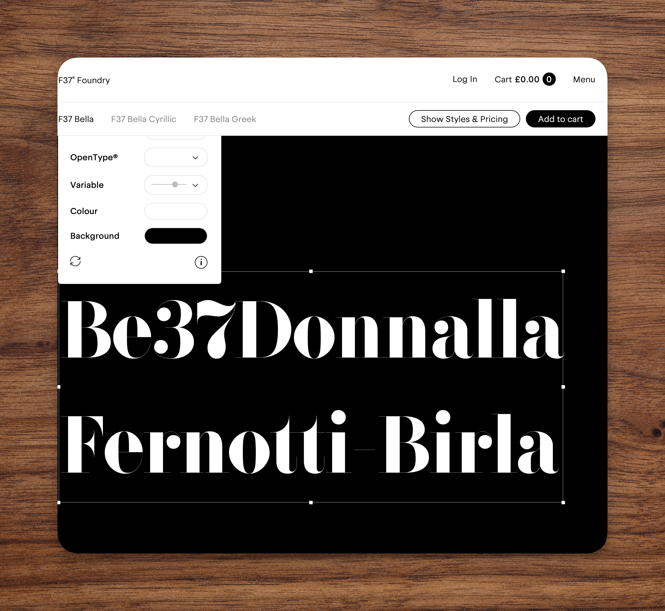 font screenshot