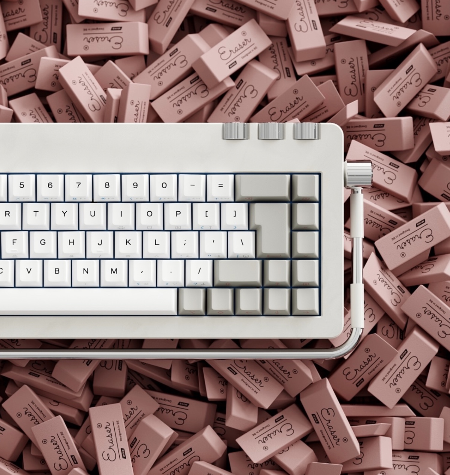 Snapshot of one of Tim’s incredible renderings for this set of keycaps. Smell that eraser yet?