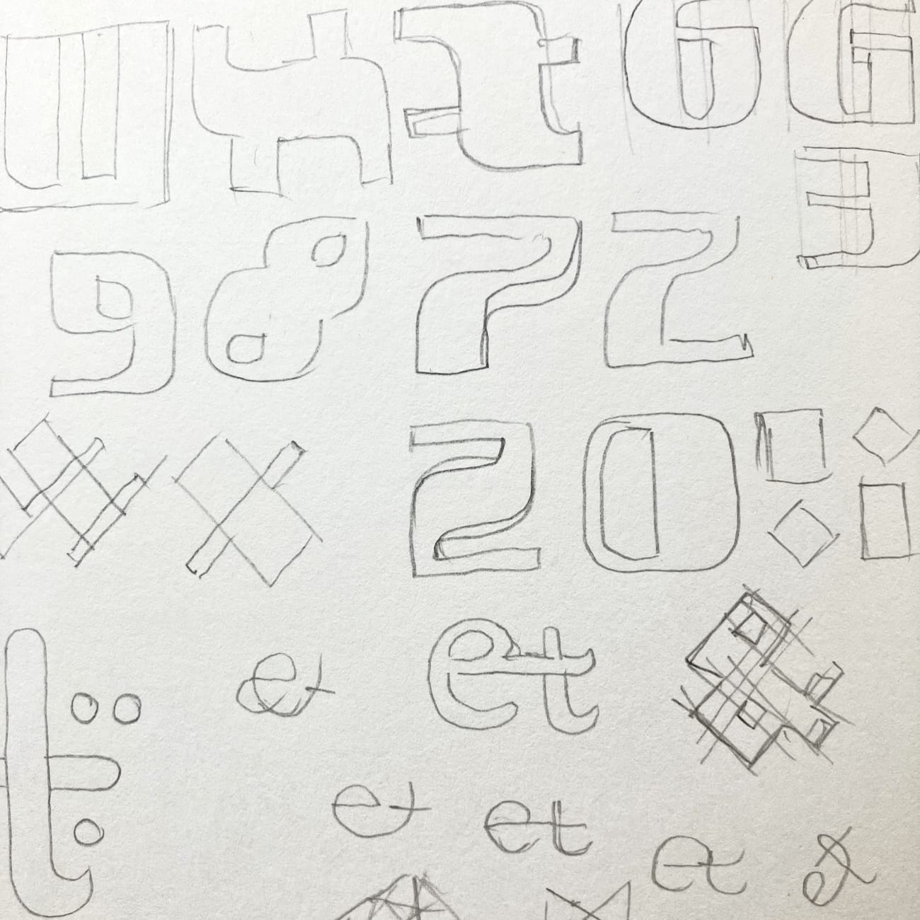 screenshot of sketches for typeface
