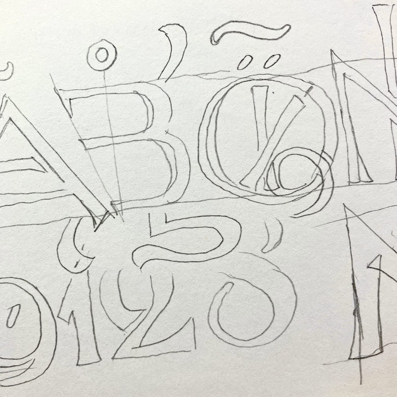 screenshot of sketches for typeface