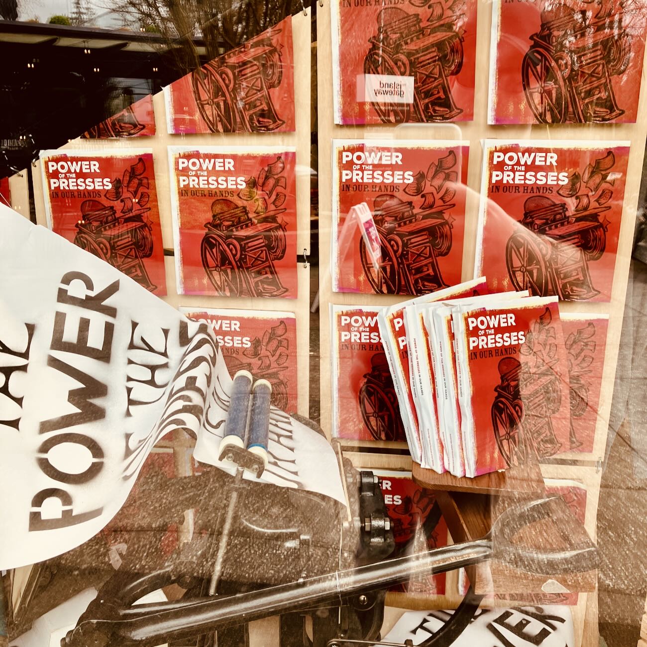 The display in the window of the museum. Apologies for the reflections.