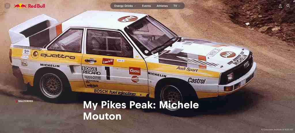 Screenshot from the RedBull website article about Audi and Michèle Mouton
